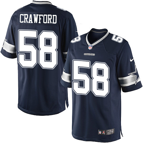 Men's Limited Jack Crawford Nike Jersey Navy Blue Home - #58 NFL Dallas Cowboys